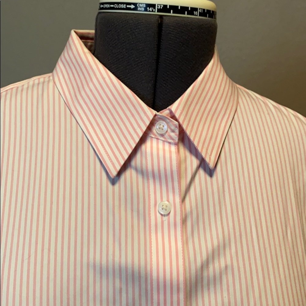 Pink and White stripped long sleeve button up.